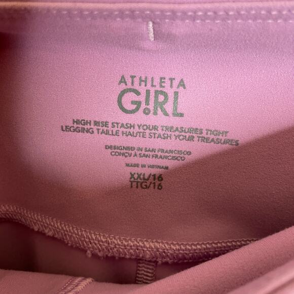 Girls' XXL Athleta High Rise Stash Your Treasures Purple Tight Leggings - Picture 3 of 5